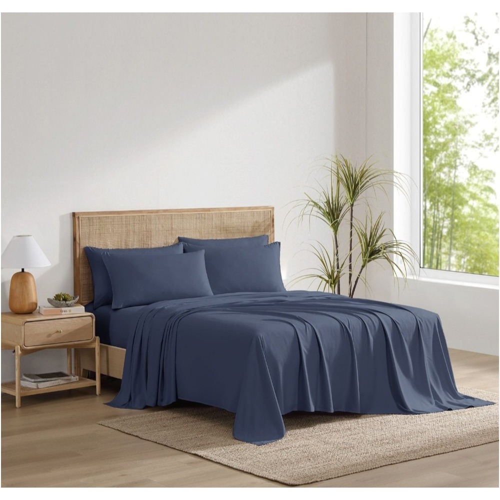 Harmony Home 6 pc Viscose made from bamboo sheet set King size Navy
